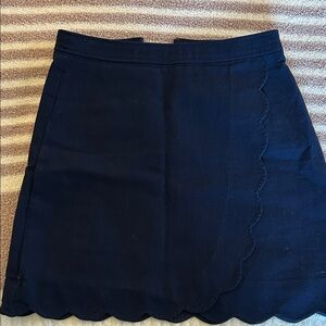 J. Crew Dark Blue Scalloped Mini Skirt